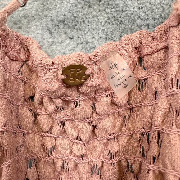 FREE PEOPLE ONE Adella Ruffle Tiered Slip Dress Boho Fairy Balletcore Pink Sz XS - Picture 15 of 15